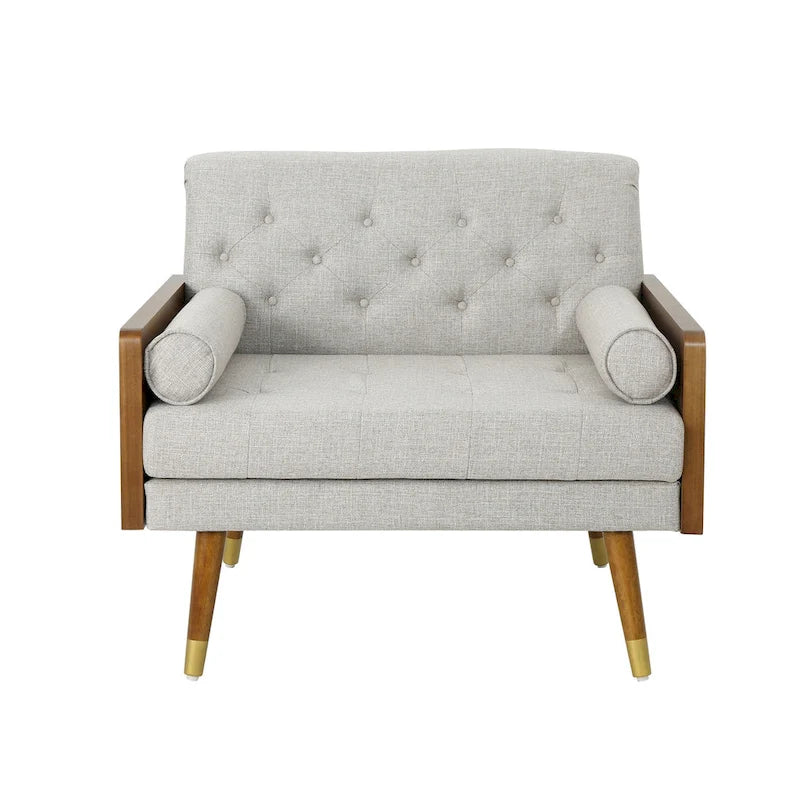 Poltrona Club singola beige di metà secolo