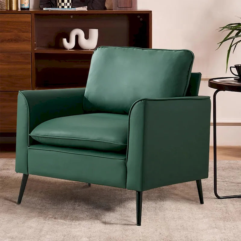Poltrona moderna verde con cuscini lombari, 1 posto