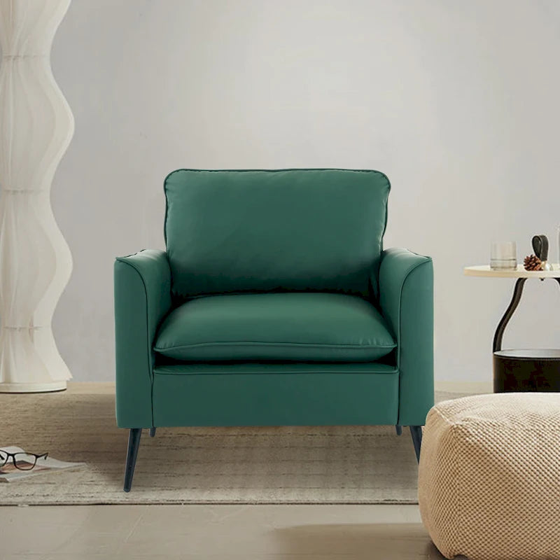 Poltrona moderna verde con cuscini lombari, 1 posto
