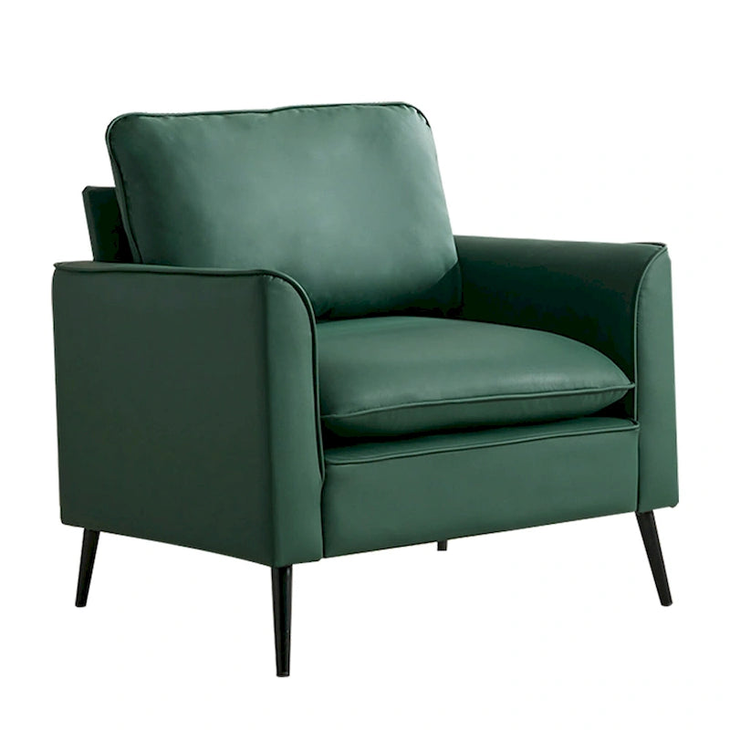 Poltrona moderna verde con cuscini lombari, 1 posto
