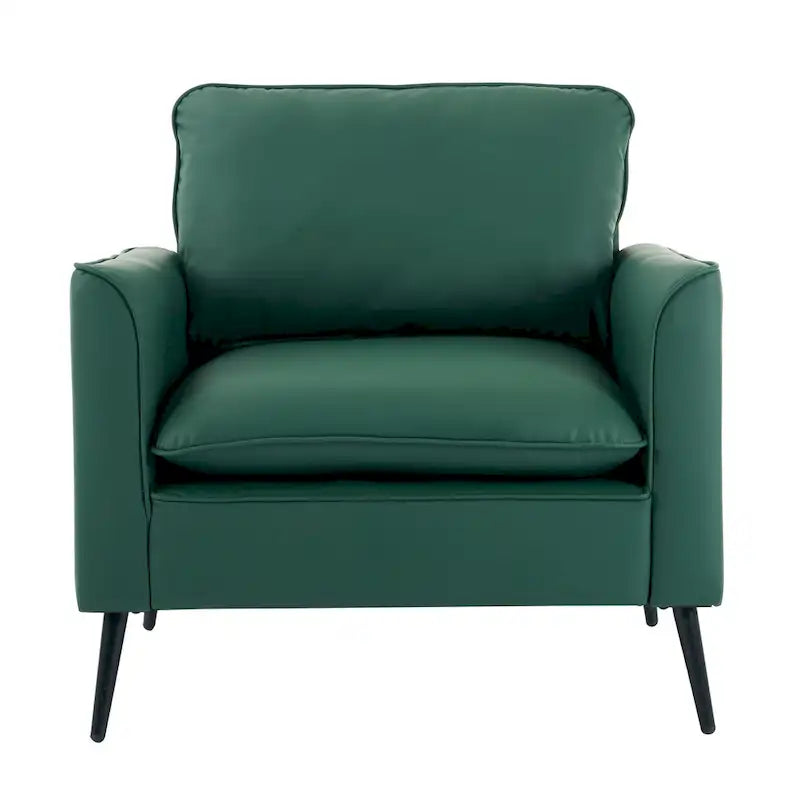 Poltrona moderna verde con cuscini lombari, 1 posto