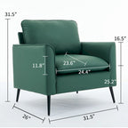 Poltrona moderna verde con cuscini lombari, 1 posto