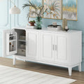 Credenza con 4 Ante, Bianca / Nera, Ripiani Regolabili