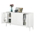 Credenza con 4 Ante, Bianca / Nera, Ripiani Regolabili