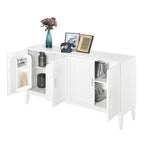 Credenza con 4 Ante, Bianca / Nera, Ripiani Regolabili