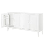 Credenza con 4 Ante, Bianca / Nera, Ripiani Regolabili