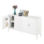 Credenza con 4 Ante, Bianca / Nera, Ripiani Regolabili