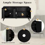 Credenza con 4 Ante, Bianca / Nera, Ripiani Regolabili