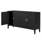 Credenza con 4 Ante, Bianca / Nera, Ripiani Regolabili