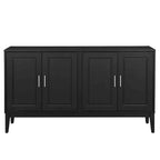 Credenza con 4 Ante, Bianca / Nera, Ripiani Regolabili