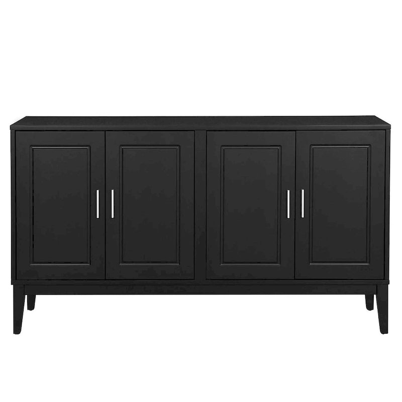 Credenza con 4 Ante, Bianca / Nera, Ripiani Regolabili