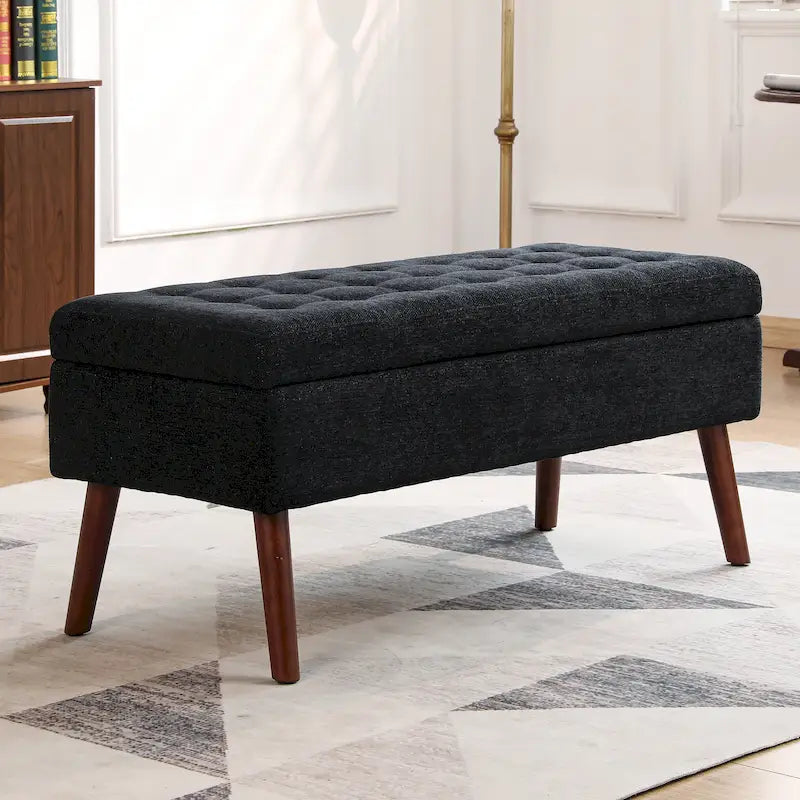 Panca Contenitore – Lino / Pelle, Vari Colori, 1 Posto
