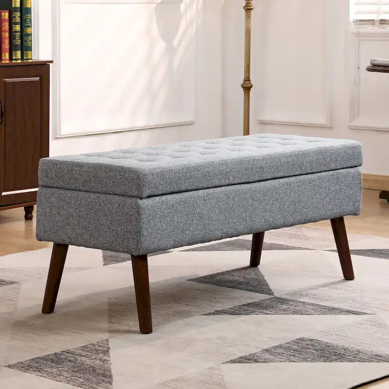 Panca Contenitore – Lino / Pelle, Vari Colori, 1 Posto