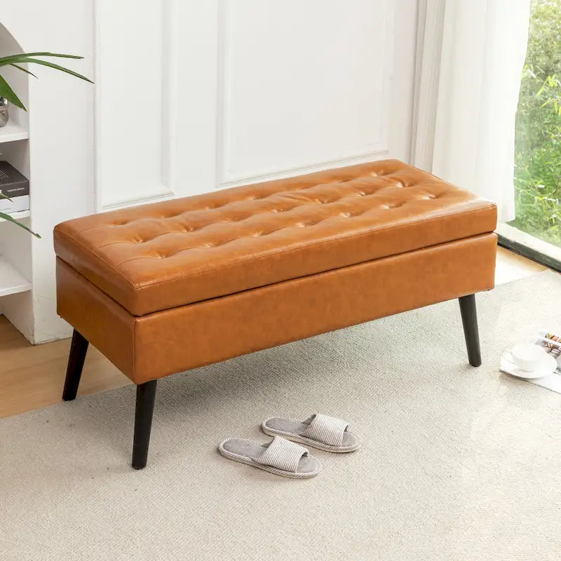 Panca Contenitore – Lino / Pelle, Vari Colori, 1 Posto