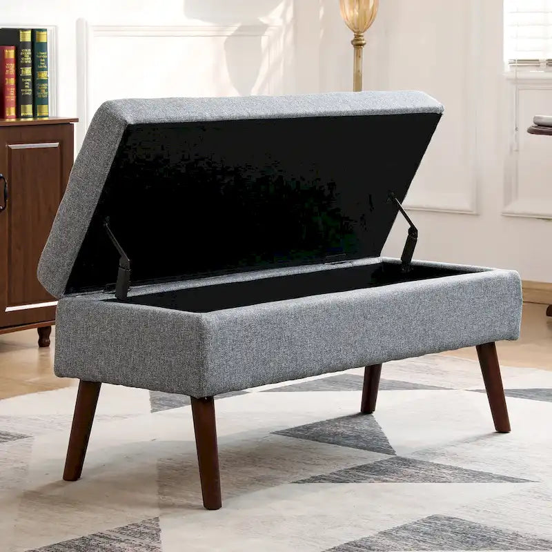 Panca Contenitore – Lino / Pelle, Vari Colori, 1 Posto