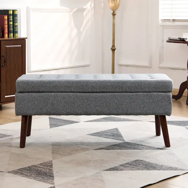 Panca Contenitore – Lino / Pelle, Vari Colori, 1 Posto