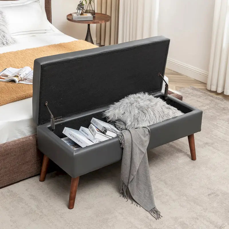 Panca Contenitore – Lino / Pelle, Vari Colori, 1 Posto