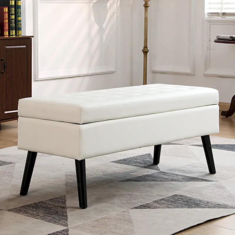 Panca Contenitore – Lino / Pelle, Vari Colori, 1 Posto