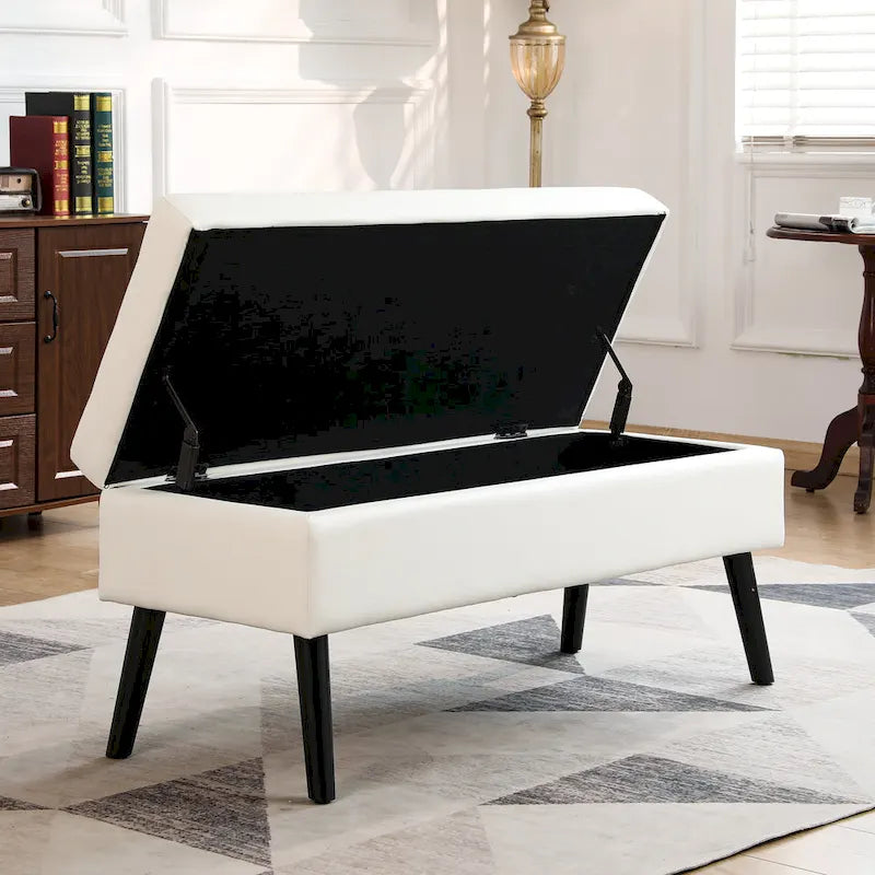 Panca Contenitore – Lino / Pelle, Vari Colori, 1 Posto