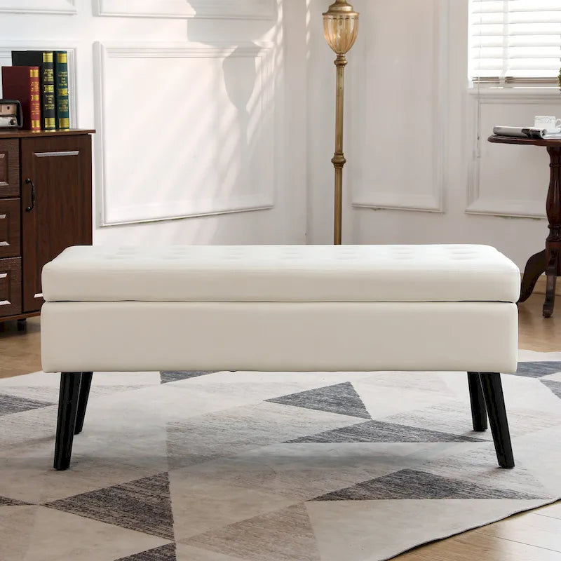 Panca Contenitore – Lino / Pelle, Vari Colori, 1 Posto