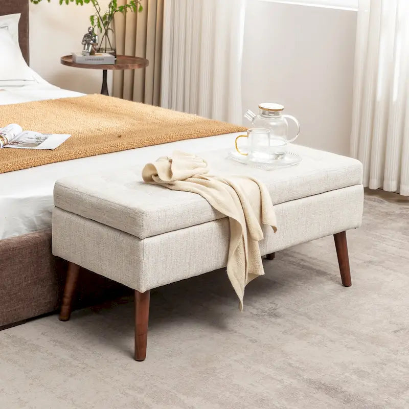 Panca Contenitore – Lino / Pelle, Vari Colori, 1 Posto