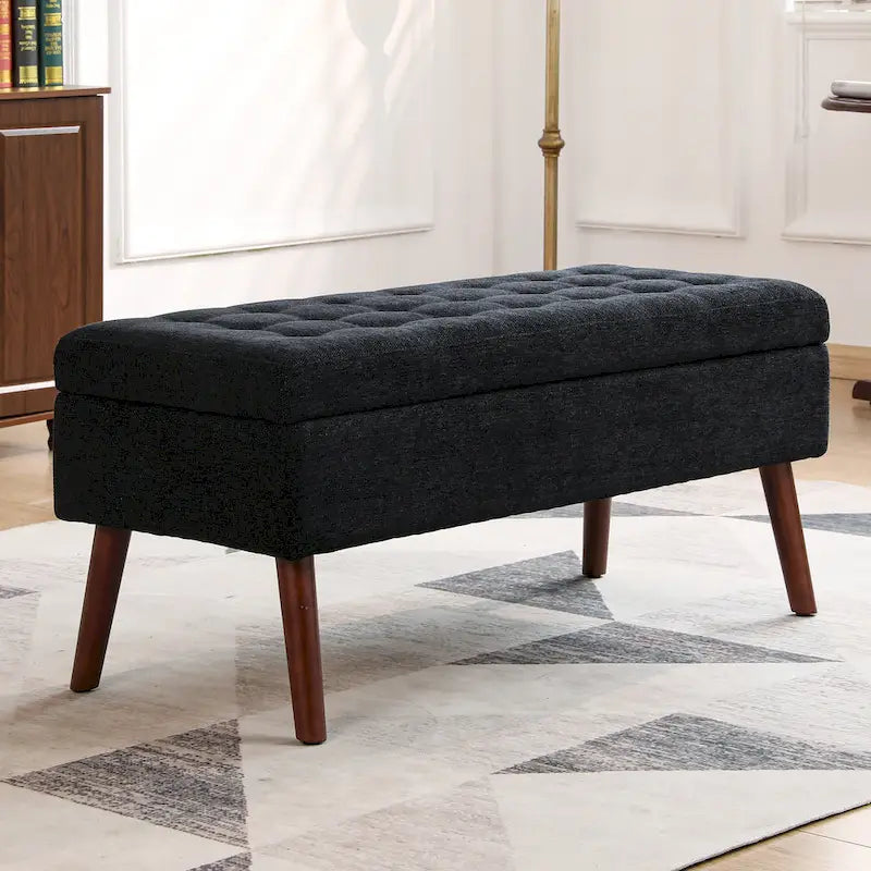 Panca Contenitore – Lino / Pelle, Vari Colori, 1 Posto