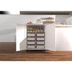 Carrello da Cucina Bianco con Ruote e Ripiano, 4 Rotelle, Utilizzo in Più Stanze