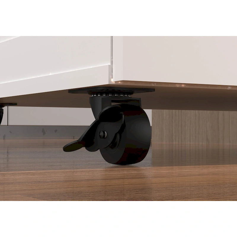 Carrello da Cucina Bianco con Ruote e Ripiano, 4 Rotelle, Utilizzo in Più Stanze