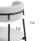 Sedia da pranzo in velluto Teddy bianco con gambe in metallo nero, set da 2