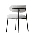 Sedia da pranzo in velluto Teddy bianco con gambe in metallo nero, set da 2