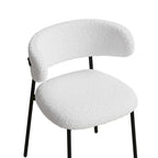 Sedia da pranzo in velluto Teddy bianco con gambe in metallo nero, set da 2