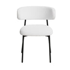 Sedia da pranzo in velluto Teddy bianco con gambe in metallo nero, set da 2