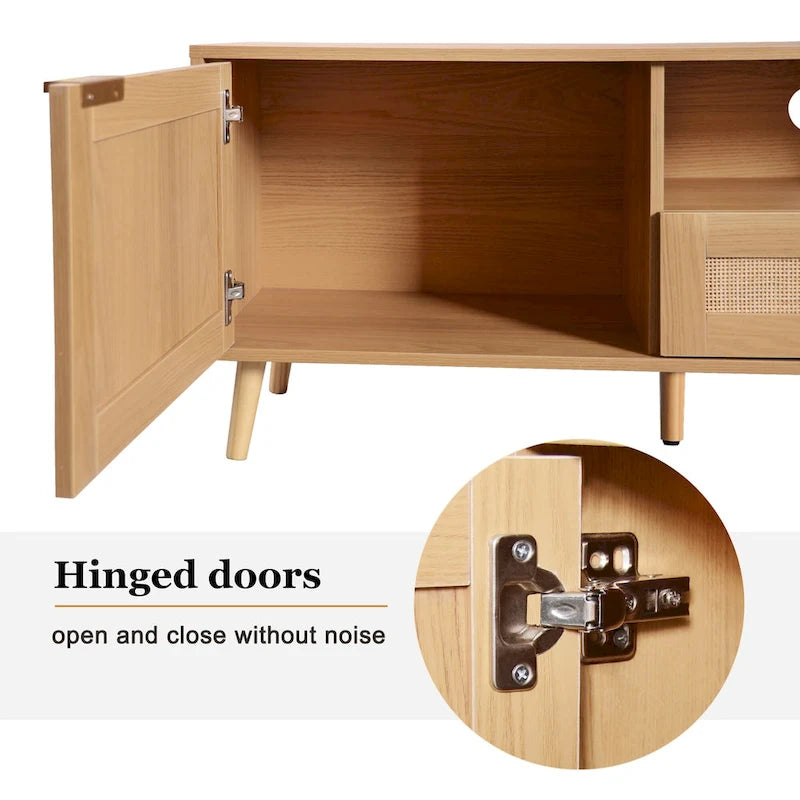 Mobile porta TV in legno e rattan, stile rustico, per TV fino a 85"