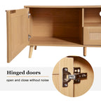 Mobile porta TV in legno e rattan, stile rustico, per TV fino a 85"