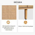 Mobile porta TV in legno e rattan, stile rustico, per TV fino a 85"