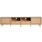Mobile porta TV in legno e rattan, stile rustico, per TV fino a 85"