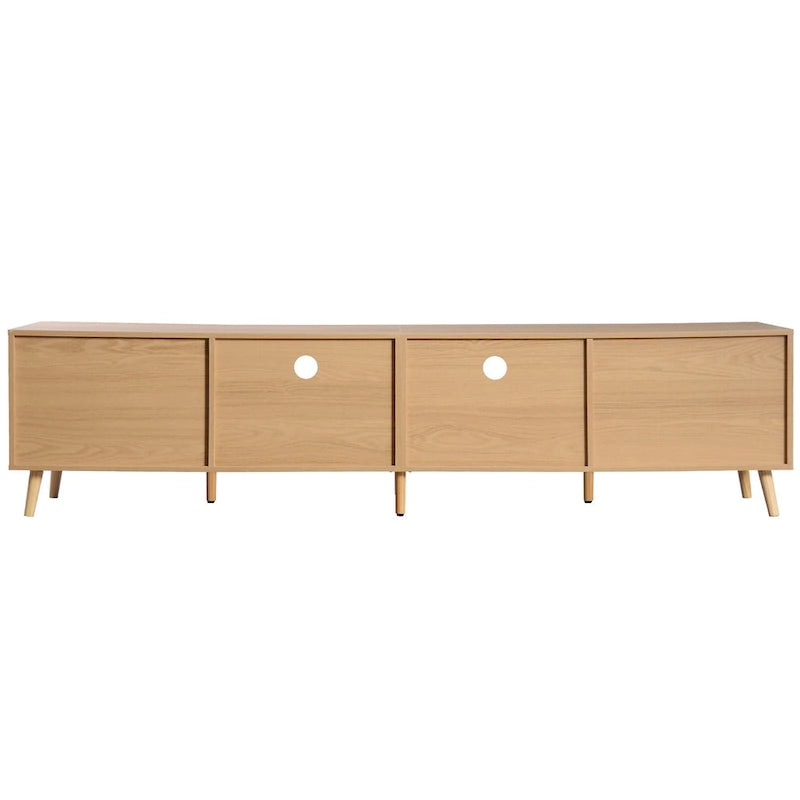Mobile porta TV in legno e rattan, stile rustico, per TV fino a 85"