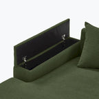 Divano componibile a L in velluto a coste con chaise longue reversibile — Grigio / Beige / Marrone rossiccio / Verde