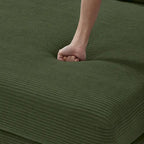 Divano componibile a L in velluto a coste con chaise longue reversibile — Grigio / Beige / Marrone rossiccio / Verde