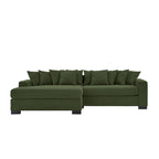 Divano componibile a L in velluto a coste con chaise longue reversibile — Grigio / Beige / Marrone rossiccio / Verde