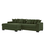 Divano componibile a L in velluto a coste con chaise longue reversibile — Grigio / Beige / Marrone rossiccio / Verde