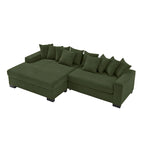 Divano componibile a L in velluto a coste con chaise longue reversibile — Grigio / Beige / Marrone rossiccio / Verde