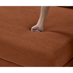 Divano componibile a L in velluto a coste con chaise longue reversibile — Grigio / Beige / Marrone rossiccio / Verde