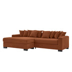 Divano componibile a L in velluto a coste con chaise longue reversibile — Grigio / Beige / Marrone rossiccio / Verde