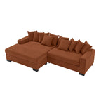 Divano componibile a L in velluto a coste con chaise longue reversibile — Grigio / Beige / Marrone rossiccio / Verde