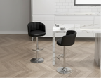 Sgabello da bar regolabile girevole con schienale, set da 2 – Bianco / Nero / Beige