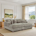 Set Divano Chaise Longue in Cotone Felpato, 2 pezzi, Colori Multipli, 2 o 4 Cuscini