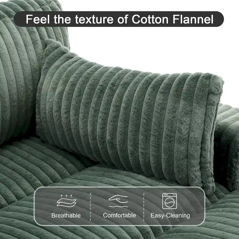 Set Divano Chaise Longue in Cotone Felpato, 2 pezzi, Colori Multipli, 2 o 4 Cuscini