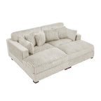 Set Divano Chaise Longue in Cotone Felpato, 2 pezzi, Colori Multipli, 2 o 4 Cuscini