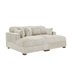 Set Divano Chaise Longue in Cotone Felpato, 2 pezzi, Colori Multipli, 2 o 4 Cuscini
